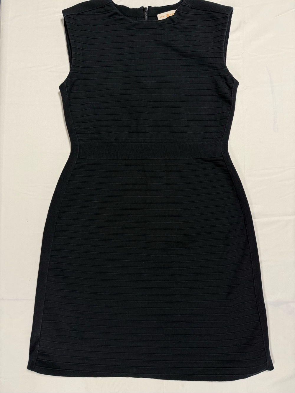 Tory Burch Black Textured Knit Sheath Dress SZ S/P Bodycon Sleeveless